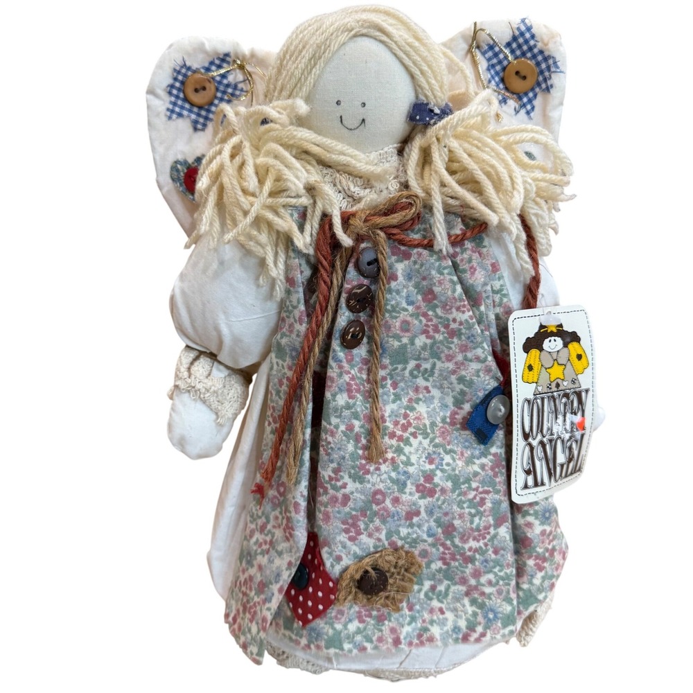 Vintage 1996 Country Angel Fabric Doll Joelson Industries Primitive 11in